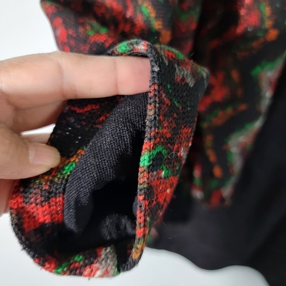 ALBERTO MAKALI Women's Open Front Cardigan Sz L Red Multi Wool Blend Chevron - Picture 7 of 12